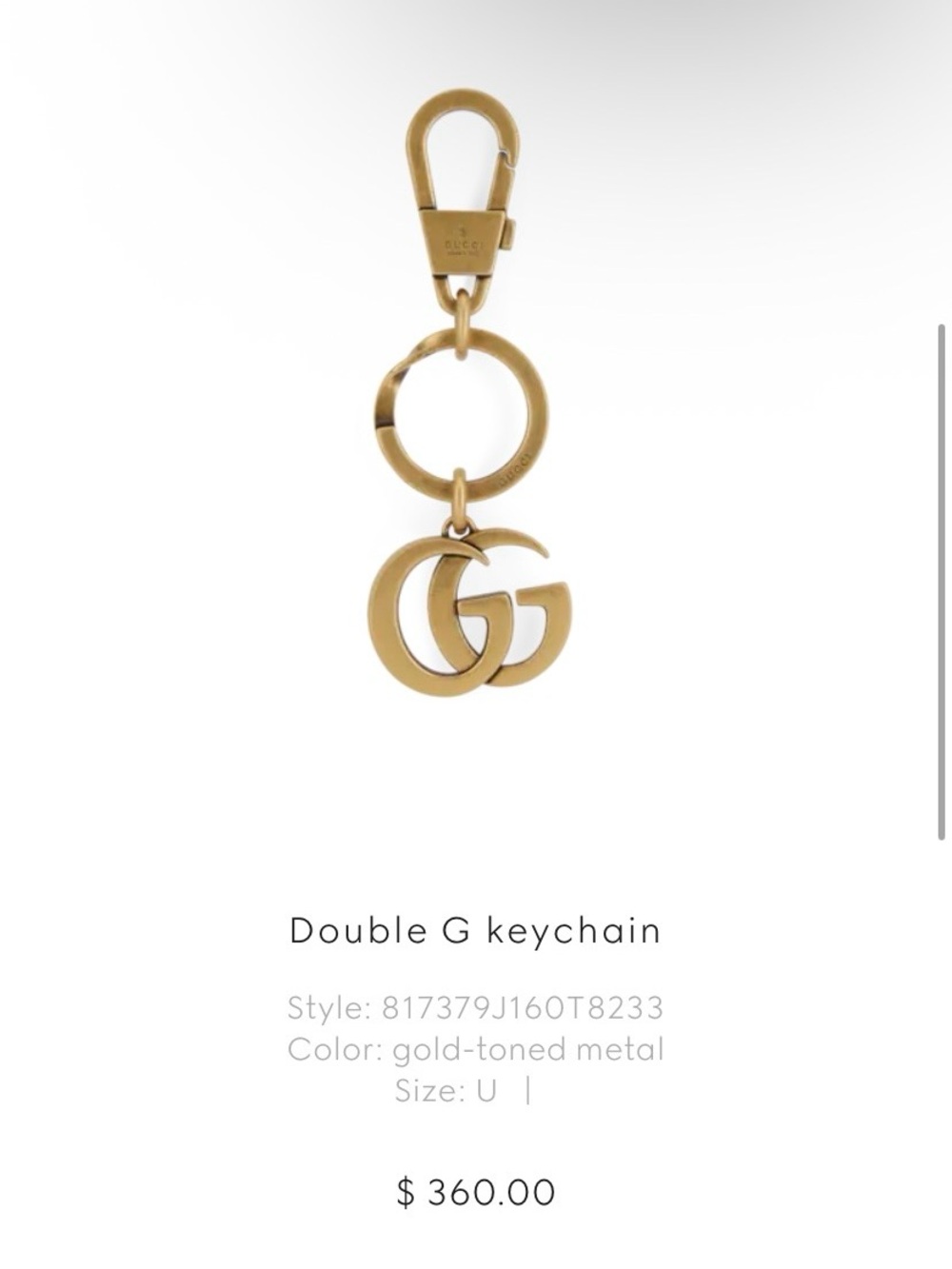 Authentic Gucci Gold Double G Keychain Bag Charm - Picture 2 of 9